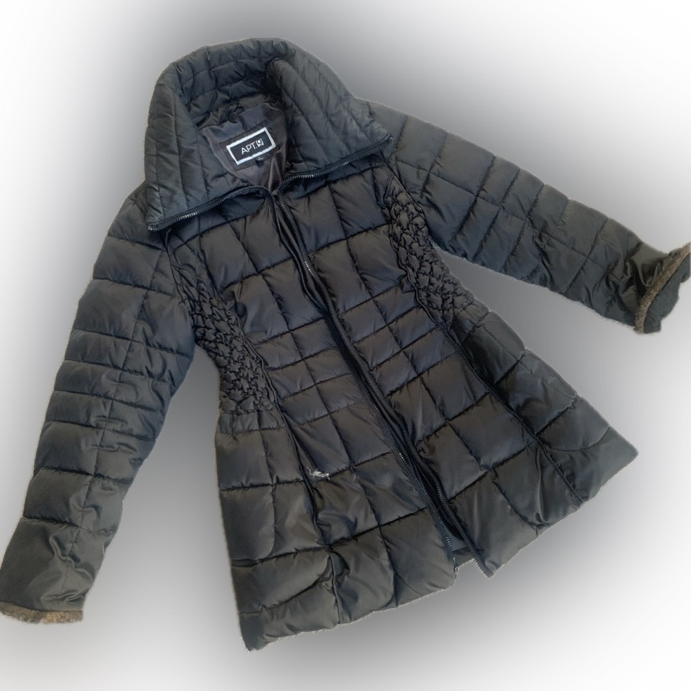 Apt 9 Long Black Puffer Winter Coat | large